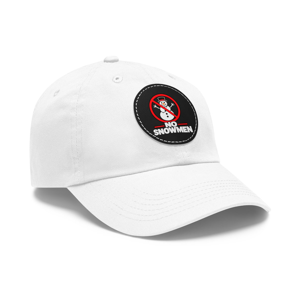 Dad Hat — 'No Snowmen' Round Leather Patch Cap