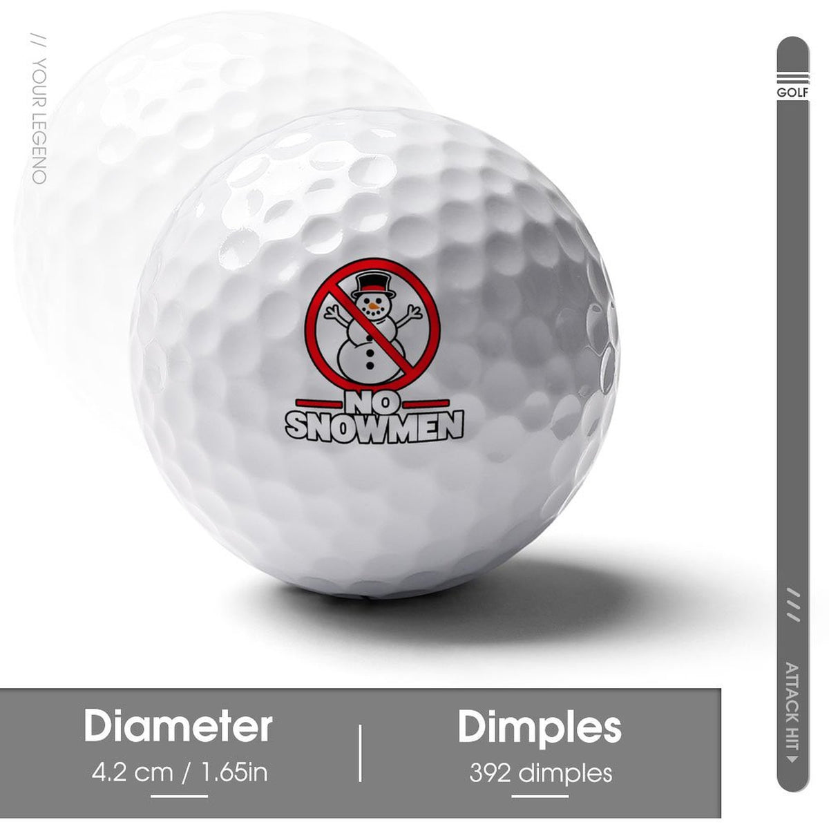 No Snowmen Signature Golf Ball