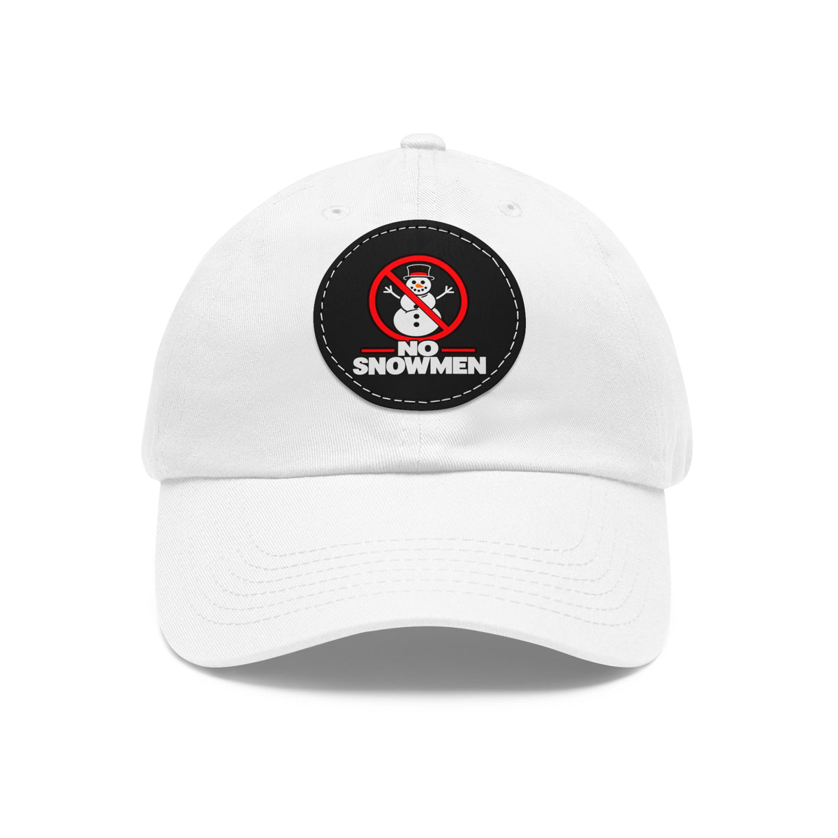 Dad Hat — 'No Snowmen' Round Leather Patch Cap