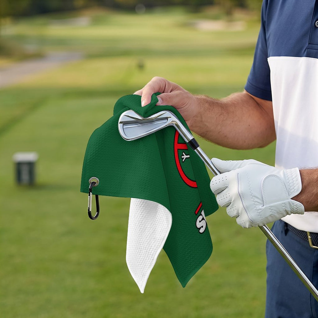 No Snowmen Forest Green Hanging Loop Golf Towel