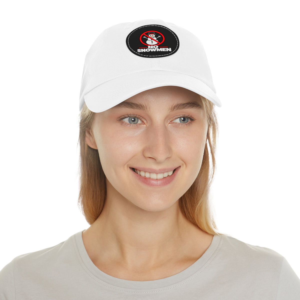 Dad Hat — 'No Snowmen' Round Leather Patch Cap
