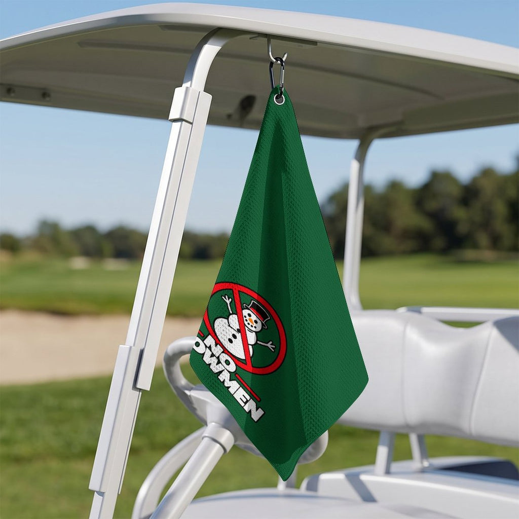 No Snowmen Forest Green Hanging Loop Golf Towel