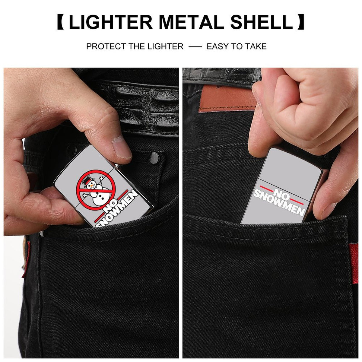 No Snowmen Signature Metal Lighter Cover